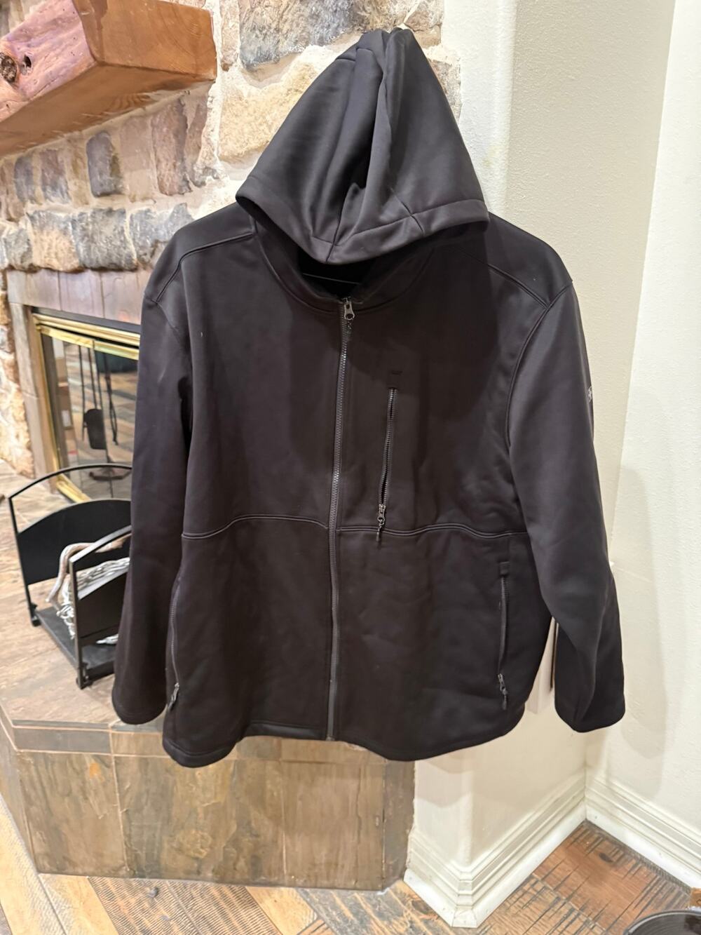 Swiss Tech Mens 3XL Black Hooded Full Zip Fleece Jacket